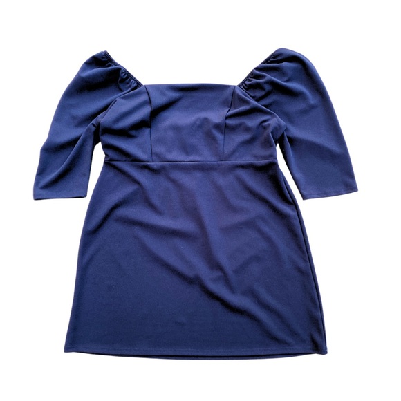 LEITH WOMENS BLACK 3/4 SLEEVE SQUARE NECK MINI DRESS SIZE 2X LBD CLASSIC - Picture 3 of 4